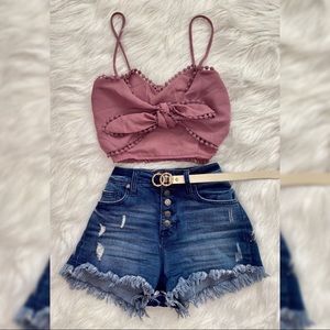 Front tie crop top